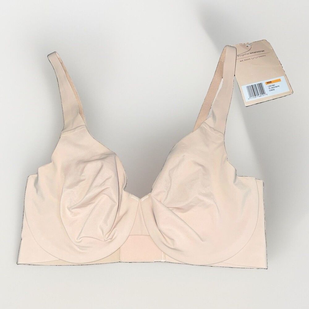 True & Co True Body Underwire Bra 32DD Nude Beige Full Coverage NWT